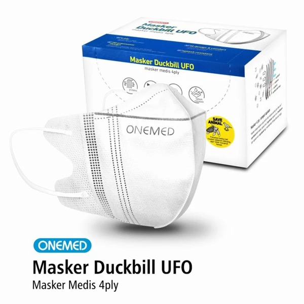Masker Pernapasan Duckbill Onemed UFO Warna Putih ISI 30 pcs