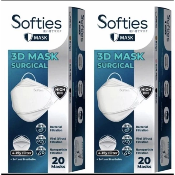MASKER SOFTIES 3d MASK SURGICAL - 4ply  Masker KF94 Softies isi 20 pcs