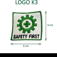 Emblem K3 Logo K3 Bordir Safety First Ukuran 6 x 6 cm 